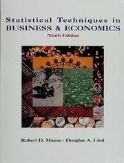 Cover of: Statistical techniques in business and economics by Robert Deward Mason