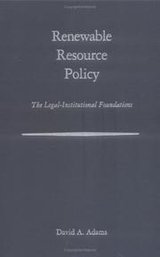 Cover of: Renewable resource policy by David A. Adams